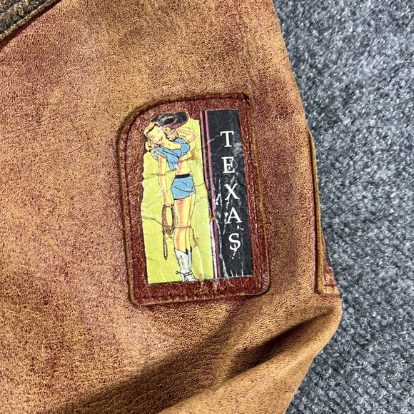 Vintage Pioneer Wear Jacket Mens XL Brown Leather Western Ranch Staff Bomber 80s - Picture 4 of 13